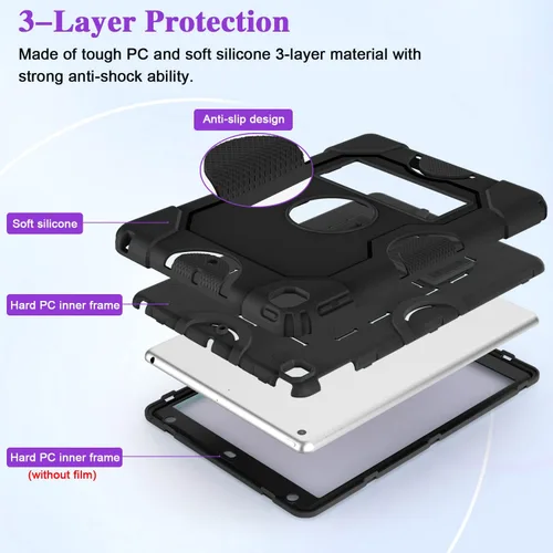 Miniatura 3 de ZoneFoker - Funda para iPad de 9.ª generación, funda para iPad de 8.ª y 7.ª generación, funda para iPad de 10.2 pulgadas 2021/2020/2019, funda Negro