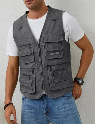 Miniatura 3 de Gihuo Chaleco de pesca para hombre con bolsillos
