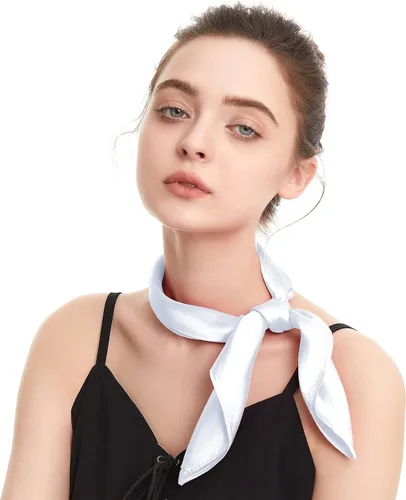 Miniatura 3 de Zando Bufanda de seda cuadrada de gasa de color sólido, bufandas retro para mujer, bufandas para el cuello, bufanda, monedero, bufanda