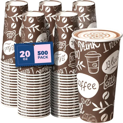 Miniatura 14 de Fit Meal Prep Tazas de café de 8 onzas, 500 unidades, taza caliente a prueba de fugas, taza de café de papel desechable a granel para bebidas