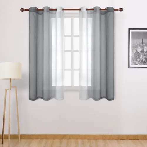 Miniatura 114 de DWCN Cortinas Transparentes de Lino Sintético Negro Degradado Ombré - Cortinas Semi Transparentes de Gasa con Ojales en la Parte Superior