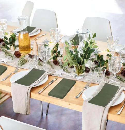 Miniatura 6 de SietDESEO 100 Piezas Servilletas de 3 Capas de Color Verde Desechables de 13 x 15.7 Pulgadas, Servilletas de Baño para Invitados, Toallas de Mano