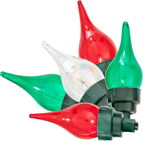 Miniatura 2 de Juego de luces centelleantes y parpadeantes de Navidad con punta de llama - 8 de 50 luces parpadeantes – 50 bombillas mini rojas, verdes