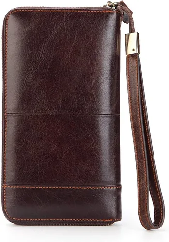 Miniatura 2 de Cartera larga de cuero para hombre, bolso de mano grande para negocios, tarjetero para teléfono, regalo para hombres, padre, hijo, marido, novio