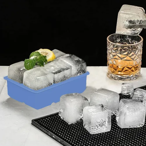 Miniatura 4 de ROTTAY Bandejas para cubitos de hielo (juego de 2), máquina de bolas de hielo con tapa y cubo de hielo cuadrado grande para whisky, cócteles y hecho