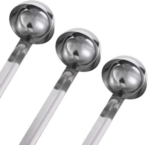 Miniatura 2 de meekoo Cucharón de acero inoxidable con mango de sopa con borde de vertido para cocina, cocina, salsa de sopa (1 onza)