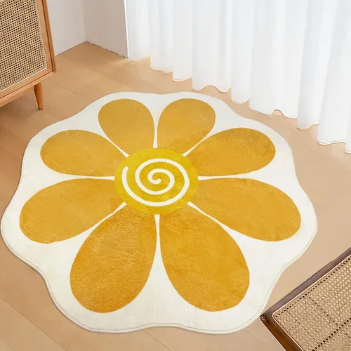 Miniatura 13 de USTIDE Alfombra redonda grande en forma de flor de 63 pulgadas, alfombra circular rosa para dormitorio, sala de estar, alfombra floral lavable