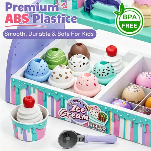 Miniatura 4 de Lehoo Castle Juguetes de helado para niños pequeños de 3 a 5 años, juguetes para niñas de 3 a 4 años, juego de tienda de helados para niños, regalo