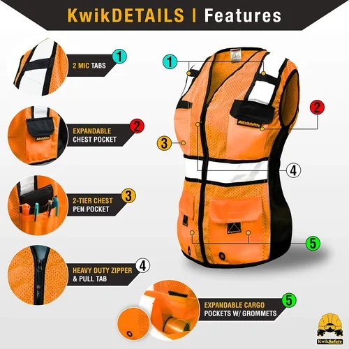 Miniatura 4 de KwikSafety - Charlotte, NC - RoadBOSS Economy & Premium Safety Vest for Women [SNUG-FIT] Class 2 ANSI Tested OSHA
