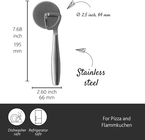 Miniatura 3 de Boska Cortador de pizza de acero inoxidable - Cortador multifuncional de rueda de pizza de Copenhague - Cortador de alimentos de mano - Rodillo