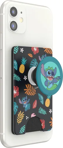 Cartera para teléfono PopSockets con soporte expandible, tarjetero, Disney - Patrón Aloha de Stitch Stitch Aloha