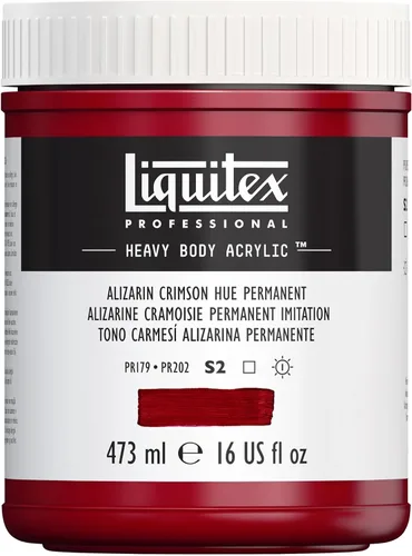 Liquitex Pintura acrílica profesional de alto espesor, envase de 473 ml, tono carmesí alizarina permanente Alizarin Crimson Hue Permanente