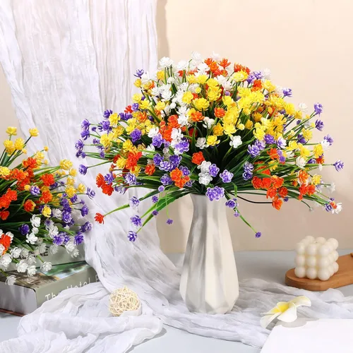 Miniatura 6 de Hoteam 40 paquetes de flores artificiales para exteriores, resistentes a los rayos UV, plantas de exterior sintéticas, plantas de plástico falsas