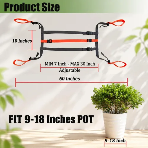 Miniatura 7 de Plant Pot Moving Straps, Adjustable Garden Planter Lifting Strap for Heavy Flower Pots, Trees, Rocks and Landscaping Objects, 9-18 Inch Diameter