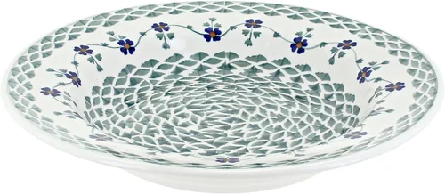 Miniatura 3 de Cerámica polaca de rosa azul – Plato de sopa azul violeta – 9.25 pulgadas de diámetro – Gran cuenco para sopas, ensaladas y pastas
