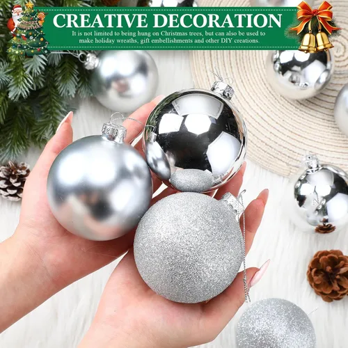 Miniatura 9 de Namalu 12 piezas 3.34" Adornos de bolas de Navidad de vidrio, adornos de bolas brillantes y mates, juego de adornos de bolas de árbol de Navidad