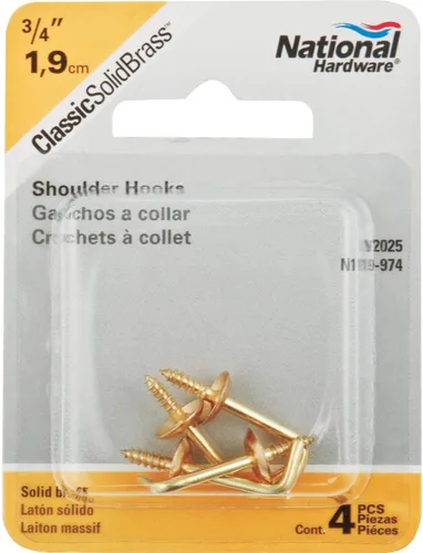 Miniatura 2 de NATIONAL/SPECTRUM BRANDS HHI N119-974 Gancho de hombro de 3/4 pulgadas, paquete de 4