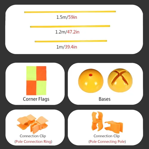 Miniatura 3 de 5 bastones de entrenamiento de agilidad, 39, 47, 59 pulgadas, juego de entrenamiento de agilidad de velocidad para niños y adultos, ejercicio B Combo