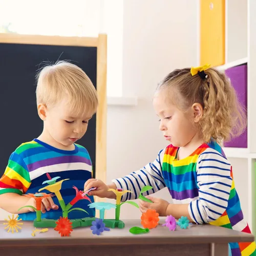 Miniatura 5 de VERTOY Juego de juguetes de construcción de jardín de flores para niñas de 3, 4, 5, 6 años, juegos de actividades educativas STEM y regalo de Verde