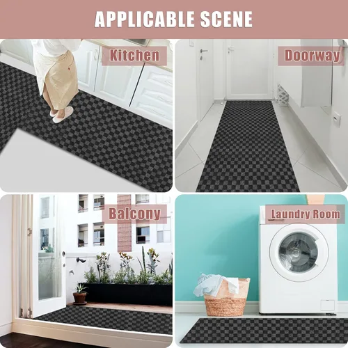 Miniatura 7 de Alfombra de pasillo de 2 x 6 pies, para interiores y exteriores, cocina, entrada, dormitorio, con respaldo de goma antideslizante, tapete de garaje