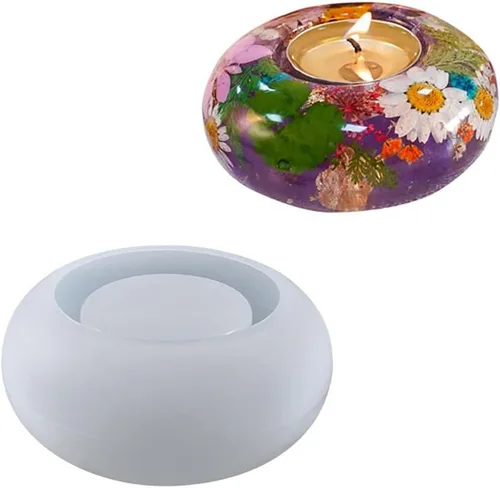 Eforcase Portavelas Tealight Moldes de resina de silicona, soporte de vela de resina de silicona, soporte para velas de té, moldes de silicona, Tipo