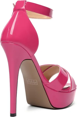 Miniatura 33 de MODENCOCO Sandalias de boda con correa de tobillo sexy para mujer, con plataforma y puntera abierta, tacón de aguja y tacón alto, zapatos de vestir