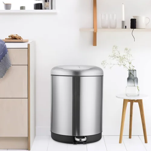Miniatura 7 de Fashionwu Bote de basura de acero inoxidable de 4 galones (2 x 15 litros), incluye 2 contenedores interiores extraíbles, tapa de cierre suave