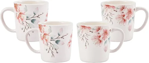 Miniatura 12 de Bico Blooming Moment - Juego de 4 tazas de café de cerámica, tazas de té grandes de 18 onzas con asa, tazas estéticas tipo latte para capuchino