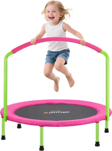 Miniatura 9 de ATIVAFIT Trampolín infantil de 36 pulgadas con mango grande, compacto para interiores y exteriores, mini trampolín para niños pequeños (2-6 años)