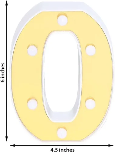 Miniatura 3 de Efavormart - Letrero 3D con luz LED de 6 pulgadas, color dorado con número 0, espejo frontal blanco cálido, funciona con pilas, brillo 72H