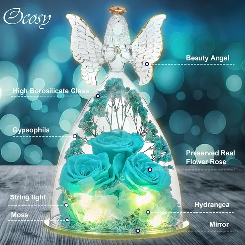 Miniatura 6 de Ocosy Regalos de rosas para el Día de la Madre para ella, regalos de rosas grandes para mujeres, rosas reales para siempre en figuras de ángel