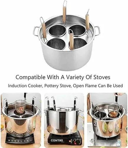 Miniatura 5 de Olla para Pasta De Acero Inoxidable, Juego De Olla para Pasta Con Cesta para Insertar, 4 Agujeros