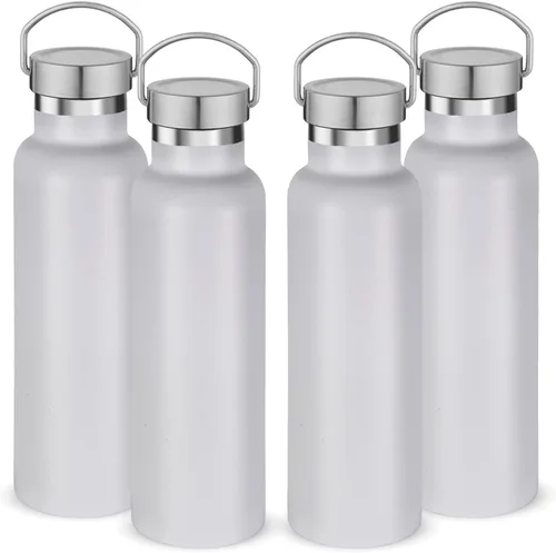 Miniatura 32 de Neihepal Paquete de 4 botellas de agua aisladas de 20 onzas, botella deportiva de doble pared de acero inoxidable con tapa de asa, termo Bubble gum