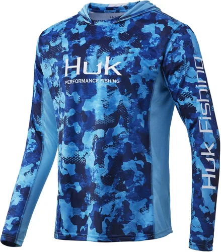 HUK- Camiseta de pesca Icon X de manga larga para hombre, diseño de camuflaje y protección FPU 50+