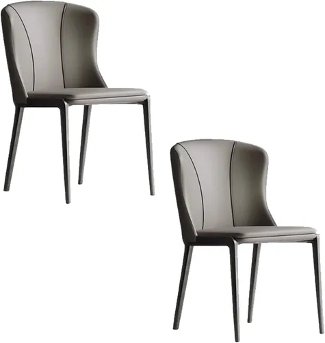 Miniatura 18 de Juego de sillas de comedor de 1/2/4, sillas laterales de cocina tapizadas de cuero, silla de comedor con patas de metal, silla de negociación sin
