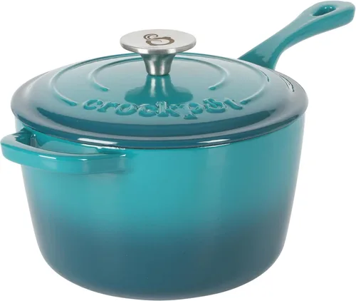 Miniatura 10 de Crock Pot Artisan - Sartén redonda de hierro fundido esmaltado, 12 pulgadas, rojo escarlata