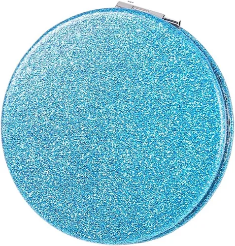 Miniatura 12 de Bonito espejo compacto en forma de corazón para bolso, espejo de viaje negro con purpurina, espejo de bolsillo pequeño de cuero, espejo
