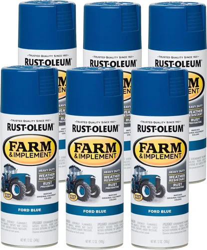 Rust-Oleum 280131-6PK Pintura en aerosol para granjas e implementos, 12 onzas líquidas, color azul Ford, paquete de 6 Ford azul