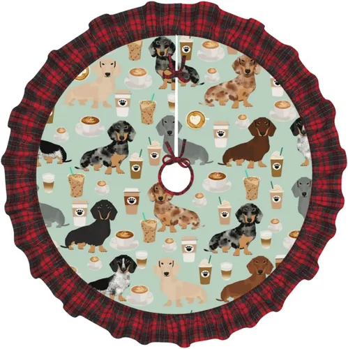 Miniatura 20 de A Brood of Chickens - Falda de árbol de Navidad de 30 pulgadas con borde de cuadros búfalo rojos y negros, decoración para Feliz Navidad, casa