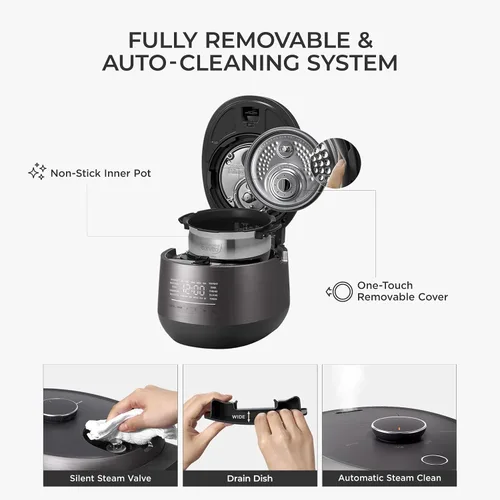 Miniatura 13 de CUCKOO Olla arrocera de doble presión de 6 tazas sin cocer / 12 tazas cocidas con tecnología de calentamiento por inducción, sistema de presión