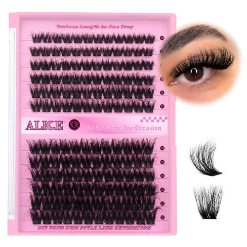 Miniatura 27 de Kit de extensión de pestañas DIY racimos de pestañas D-Curly voluminosos, pestañas individuales, kit de extensión de pestañas con herramienta