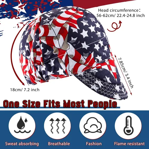 Miniatura 3 de Hercicy 4 gorras de soldadura de algodón resistentes al fuego para hombres y mujeres, gorras de soldador para la mayoría de cascos, sombrero