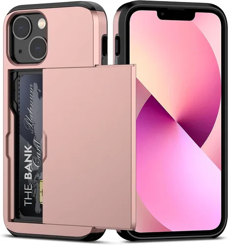 Miniatura 41 de Nvollnoe Funda para iPhone 13 con Portarjetas [Almacena 5 Tarjetas] Funda Cartera de Doble Capa Resistente de Servicio Pesado a Prueba de Golpes