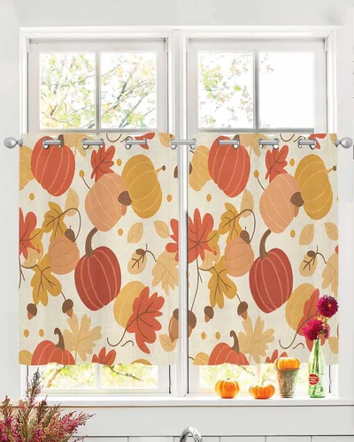 Miniatura 14 de Cortinas traslúcidas de hojas de eucalipto de 39 pulgadas de largo, juego de 2 paneles de cortinas para cocina, dormitorio, sala de estar, pasillo