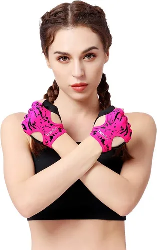Miniatura 8 de Anser 7150694 Guantes cortos sin dedos para mujer, medio dedo, para interior, yoga, gimnasio, fisicoculturismo, entrenamiento, ciclismo al aire