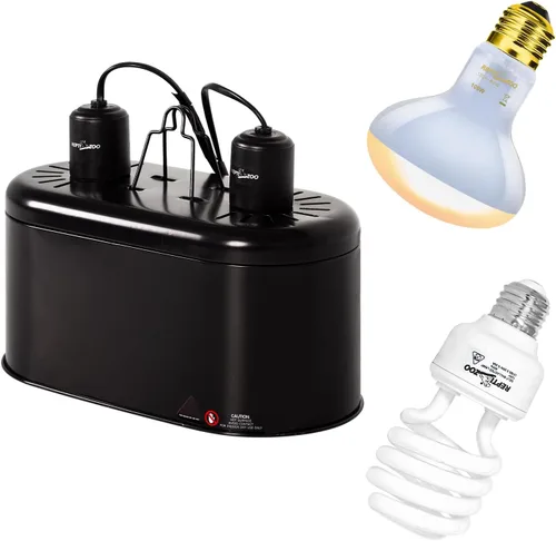 Miniatura 9 de REPTI ZOO Paquete combinado de lámpara de calor para reptiles con doble lámpara de reptil, luz intensa de 100 W, lámpara de calefacción de luz