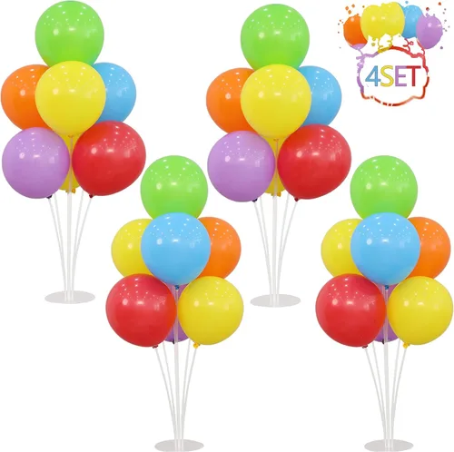 Miniatura 2 de Kit de 4 soportes para globos para mesa con base, centros de mesa, soporte para globos de arcoíris, decoraciones para fiesta de cumpleaños