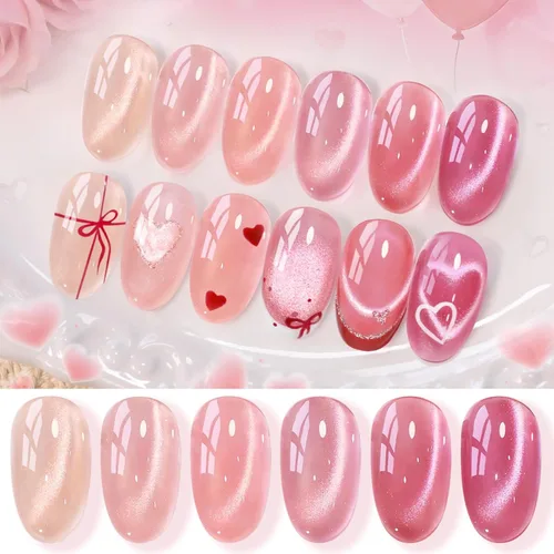 Miniatura 12 de Born Pretty Esmalte de uñas de gel de ojo de gato magnético, esmalte de gel pastel lechoso magnético azul pastel verde púrpura rosa nude plateado