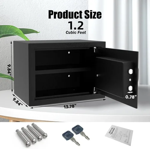 Miniatura 7 de [1.2 pies cúbicos] Caja de seguridad PATRON con llave, seguridad digital para el hogar, cajas fuertes de gabinete para documentos en efectivo, cajas