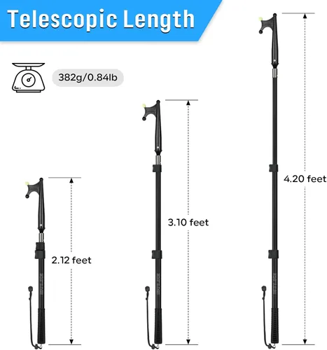 Miniatura 4 de SANLIKE Telescopic Boat Hook - Scratch-Resistant Boat Hook with Luminous Bead Boating Push Pole for Docking